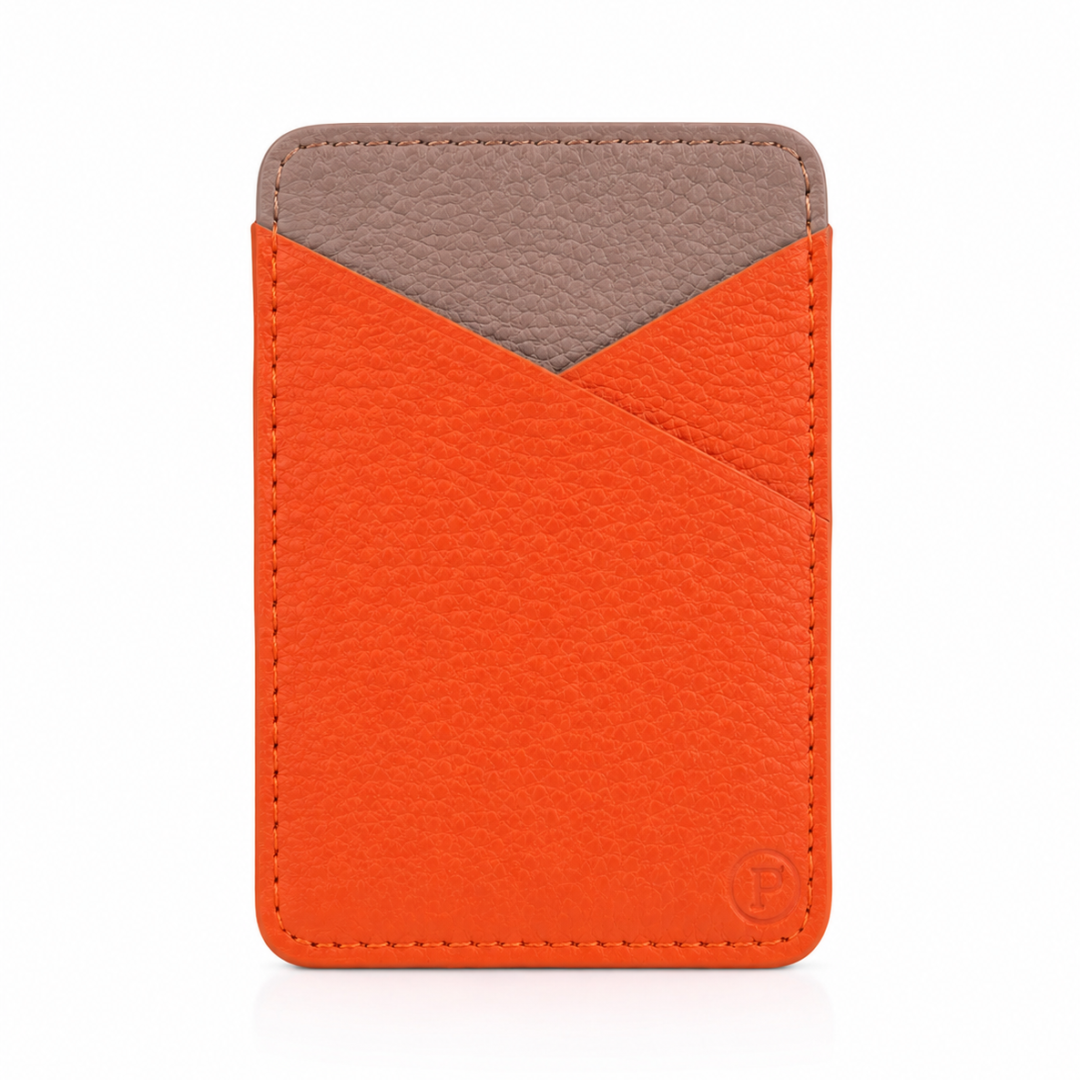 Vegan leather card holder | Orange & Taupe