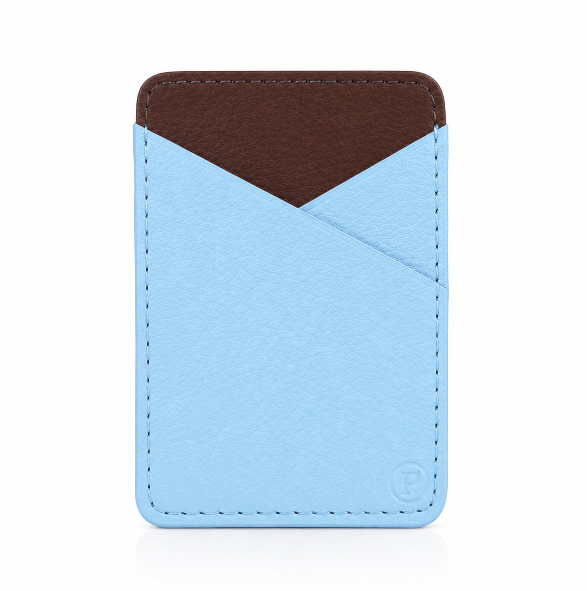 Vegan leather card holder | Chocolate and baby blue
