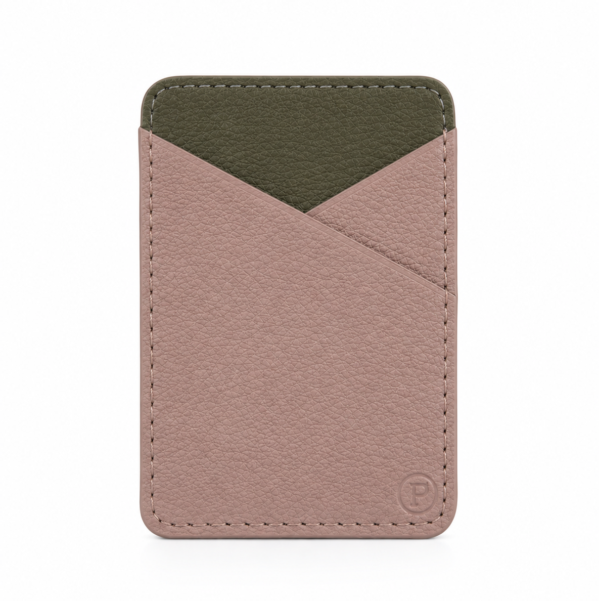 Vegan leather card holder | Olive & Taupe