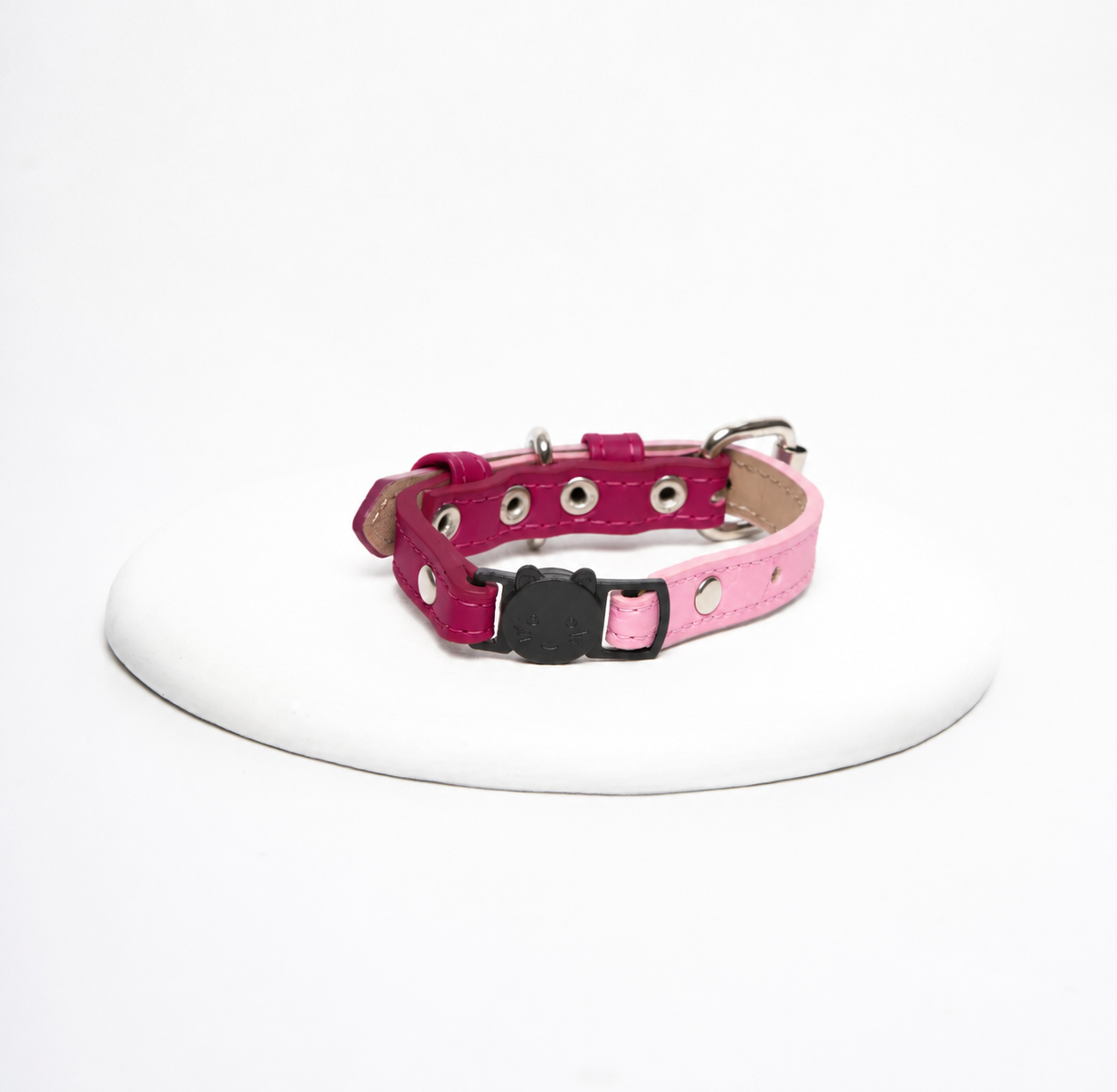 Vegan Leather Cat Collar | Wine & Pink